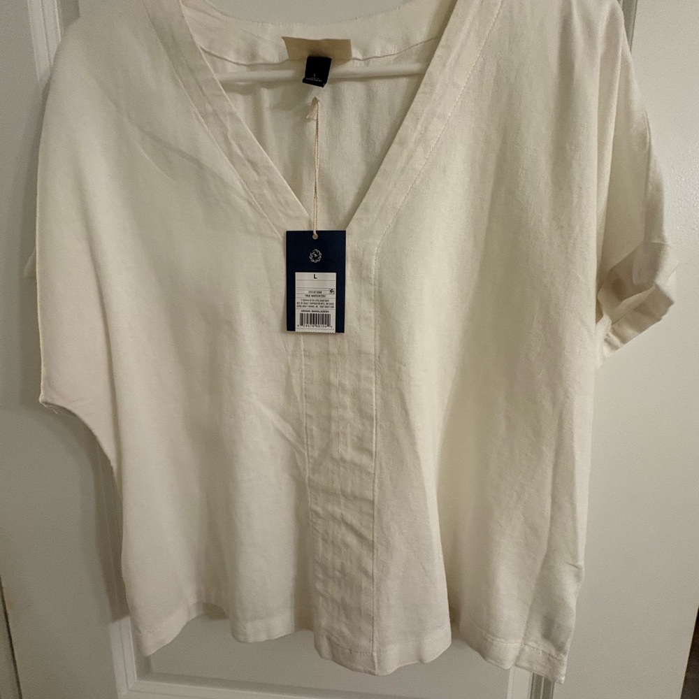 Women's Cream V-Neck Top